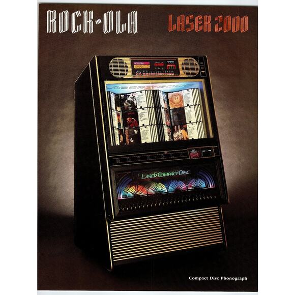 Rock-Ola Laser 2000 1980s Compact Disc Phonograph Vintage Flyer - Picture 1 of 2